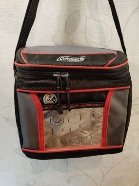 Coleman Gray and Red Insulated 24hr Cooler  Bag With Shoulder Strap